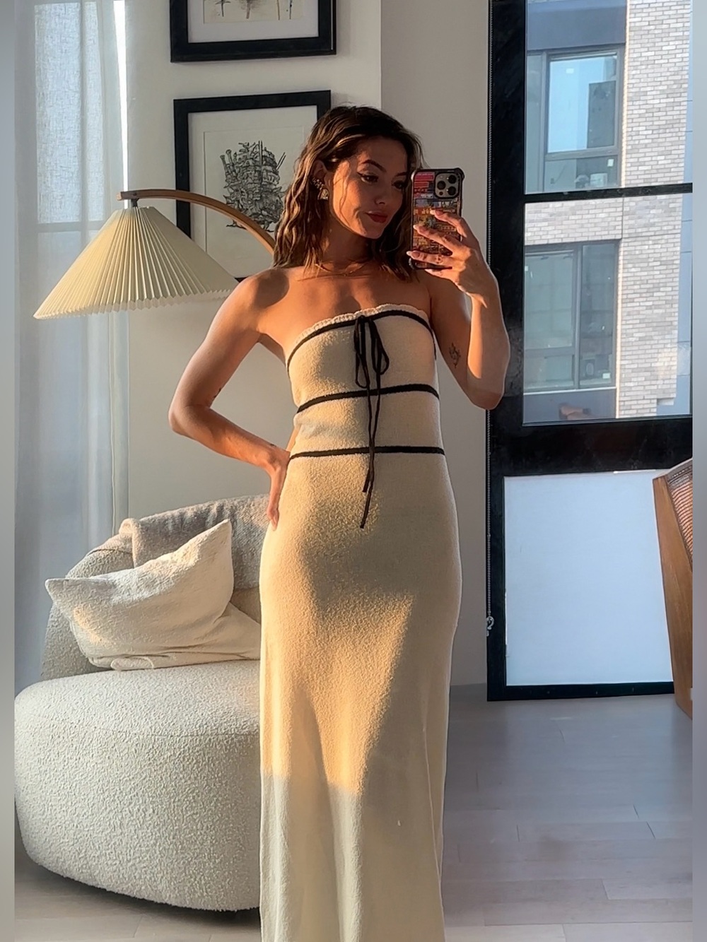 Cream Knit Midi Dress // size small